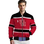 customized houston cougars stripe statement red black bomber jacket best selling