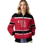 customized houston cougars stripe statement red black bomber jacket best selling