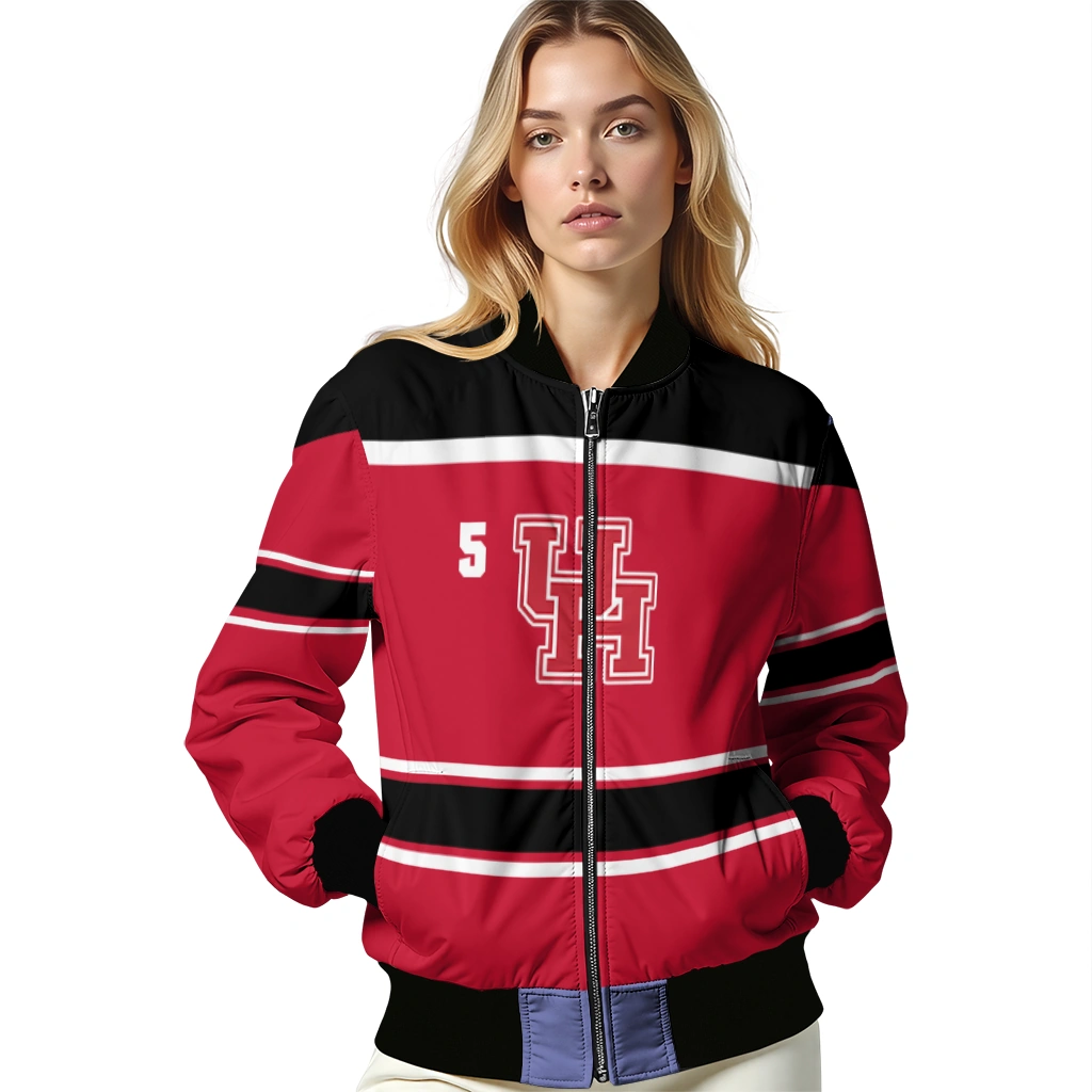 customized houston cougars stripe statement red black bomber jacket latest model customized houston cougars stripe statement red black bomber jacket latest model