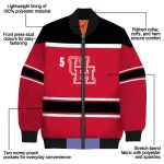 customized houston cougars stripe statement red black bomber jacket best selling