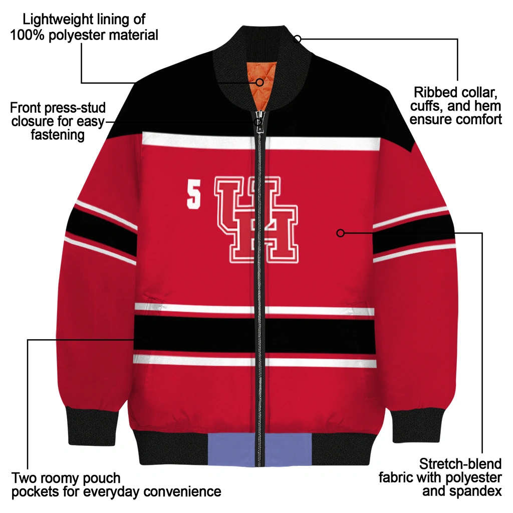 customized houston cougars stripe statement red black bomber jacket new arrival customized houston cougars stripe statement red black bomber jacket new arrival