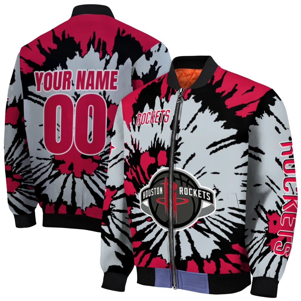 customized houston rockets burst splatter red bomber jacket best selling customized houston rockets burst splatter red bomber jacket best selling