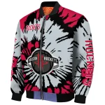 customized houston rockets burst splatter red bomber jacket best selling