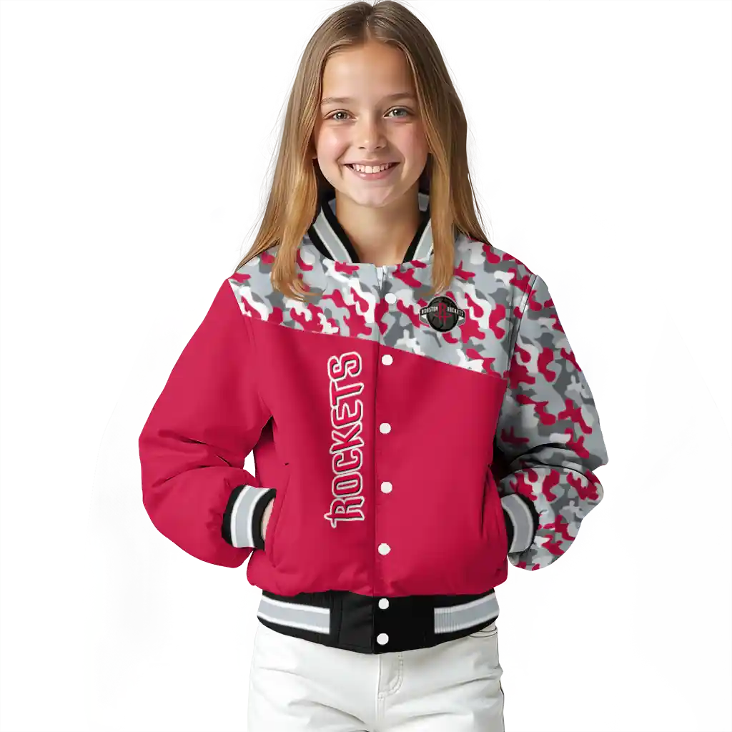 customized houston rockets camouflage style red varsity jacket top rated customized houston rockets camouflage style red varsity jacket top rated