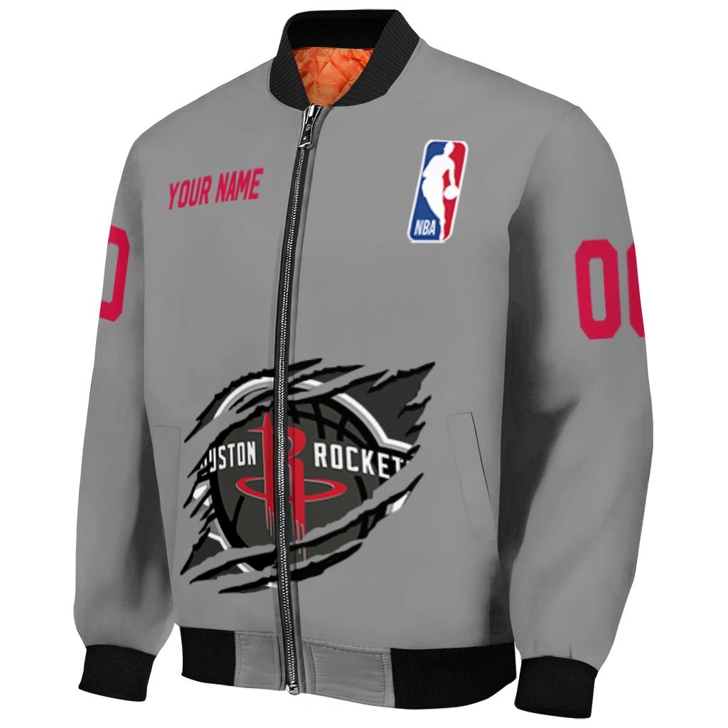 customized houston rockets claw accent grey bomber jacket fashion forward customized houston rockets claw accent grey bomber jacket fashion forward