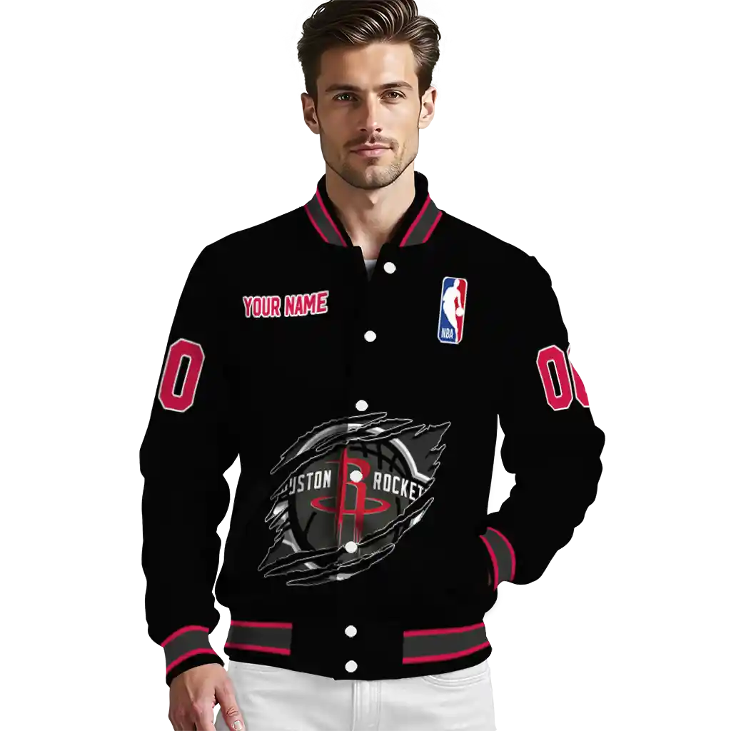 customized houston rockets claw edge black varsity jacket high quality customized houston rockets claw edge black varsity jacket high quality