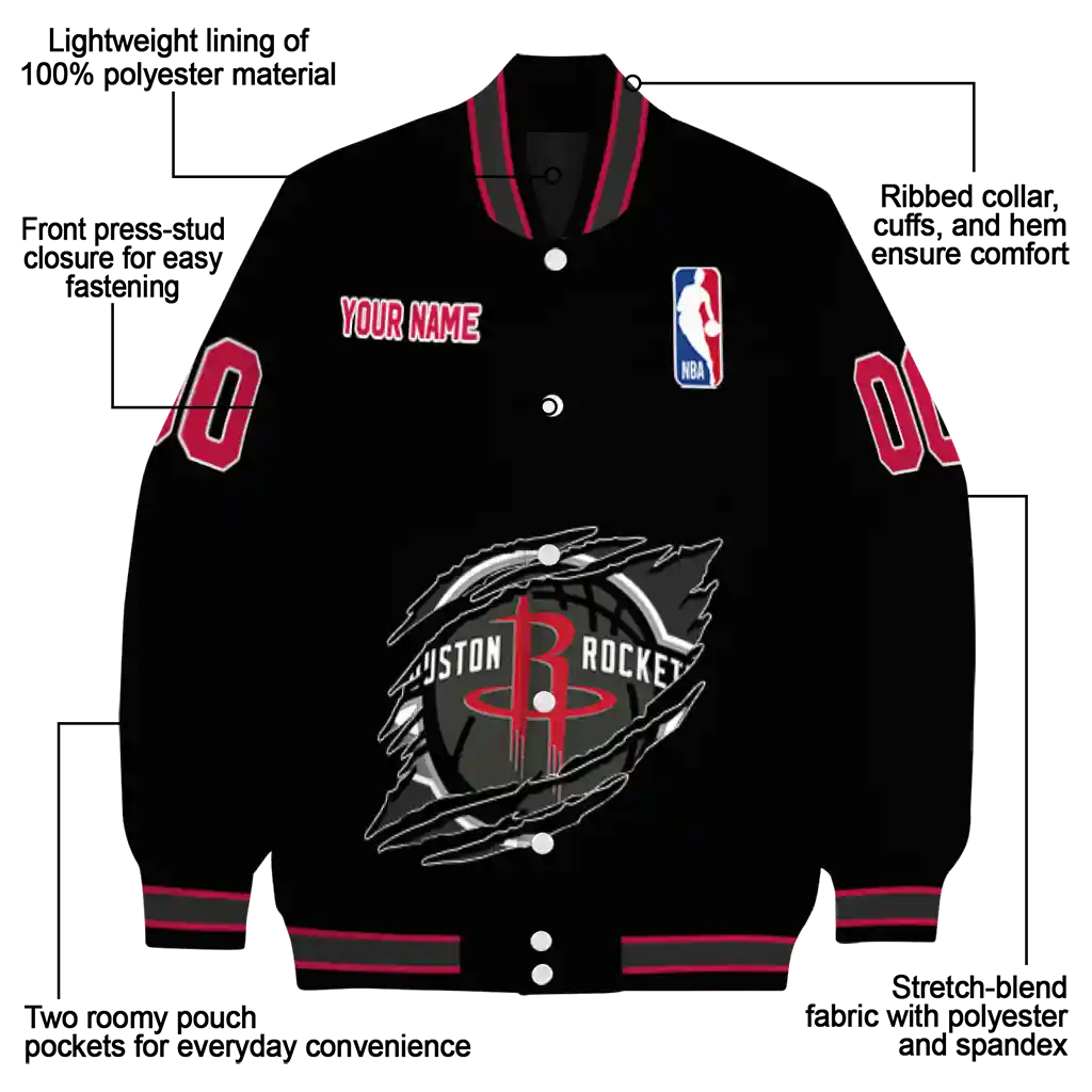 customized houston rockets claw edge black varsity jacket new arrival customized houston rockets claw edge black varsity jacket new arrival