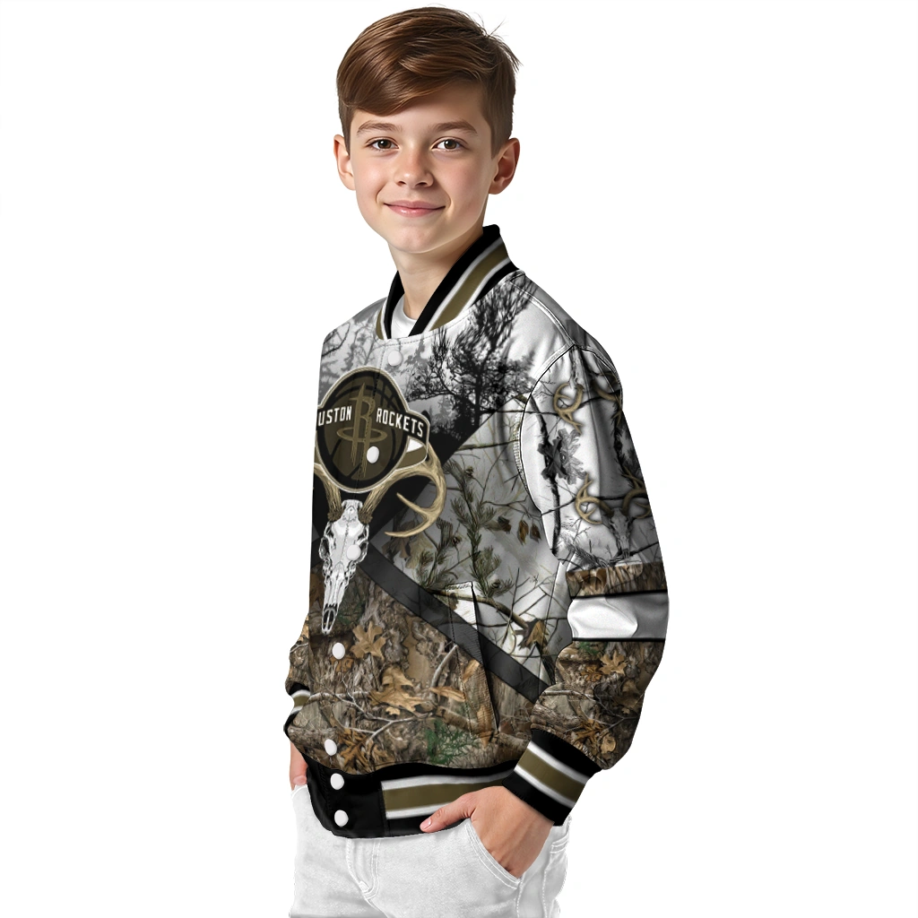 customized houston rockets deer skull camouflage white varsity jacket trendy customized houston rockets deer skull camouflage white varsity jacket trendy