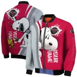 customized houston rockets snoopy head red bomber jacket best selling