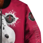 customized houston rockets snoopy head red bomber jacket best selling