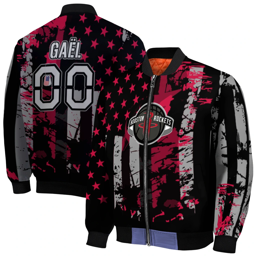 customized houston rockets star stripes red black bomber jacket best selling customized houston rockets star stripes red black bomber jacket best selling