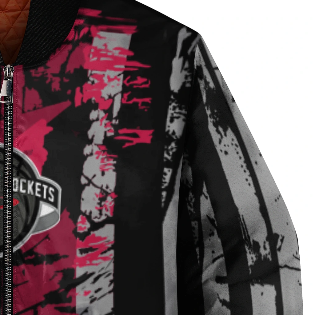 customized houston rockets star stripes red black bomber jacket premium grade customized houston rockets star stripes red black bomber jacket premium grade