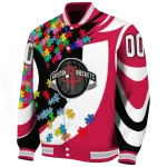 customized houston rockets stars and stripes slashes red varsity jacket best selling