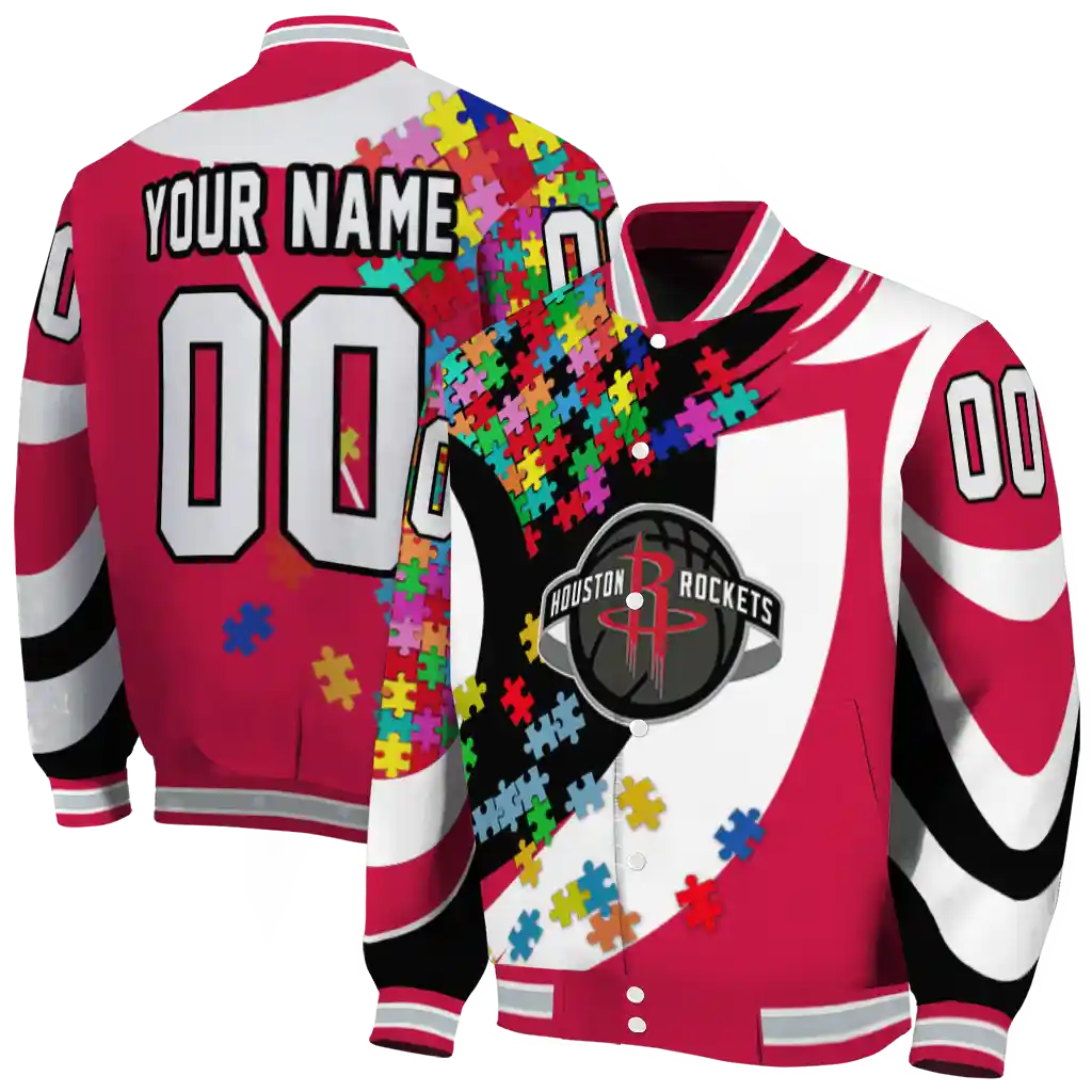 customized houston rockets stars and stripes slashes red varsity jacket fashion forward customized houston rockets stars and stripes slashes red varsity jacket fashion forward