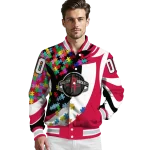 customized houston rockets stars and stripes slashes red varsity jacket best selling