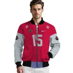 customized houston rockets team patch red bomber jacket best selling