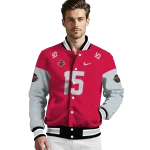 customized houston rockets team patch red varsity jacket best selling