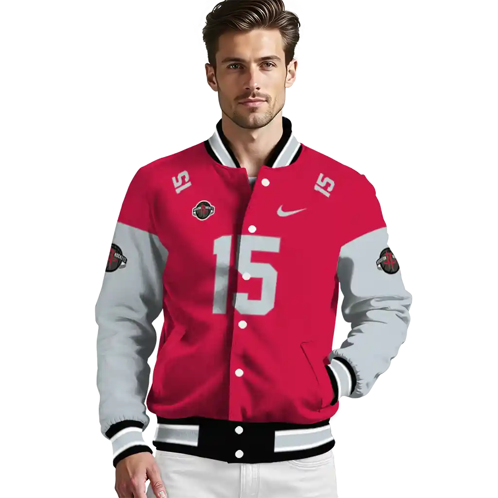 customized houston rockets team patch red varsity jacket high quality customized houston rockets team patch red varsity jacket high quality