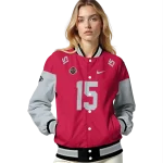 customized houston rockets team patch red varsity jacket best selling