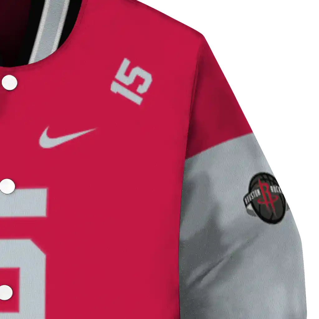 customized houston rockets team patch red varsity jacket premium grade customized houston rockets team patch red varsity jacket premium grade