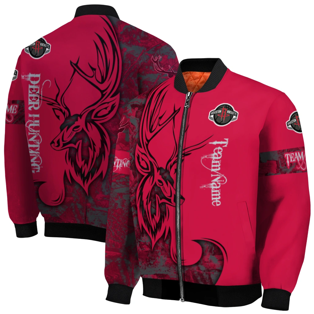 customized houston rockets tribal deer art red bomber jacket best selling customized houston rockets tribal deer art red bomber jacket best selling
