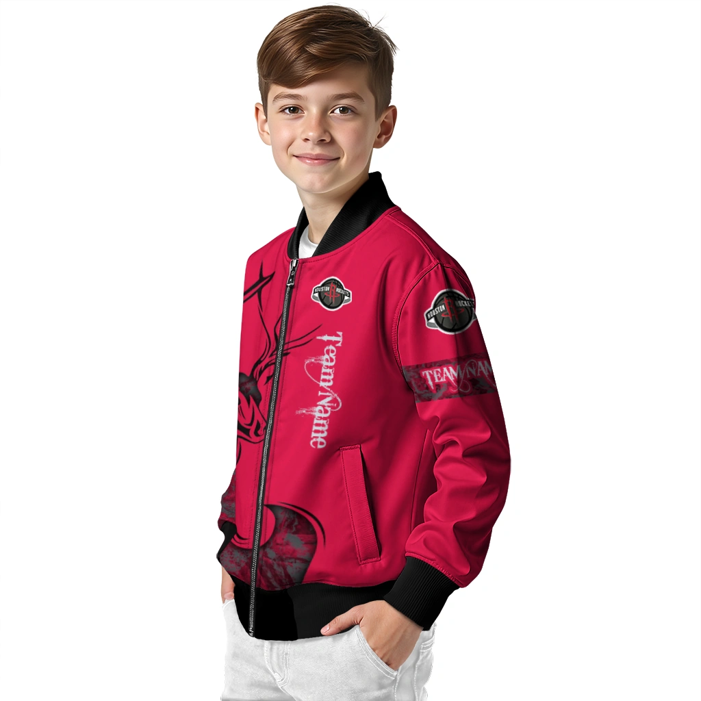 customized houston rockets tribal deer art red bomber jacket trendy customized houston rockets tribal deer art red bomber jacket trendy