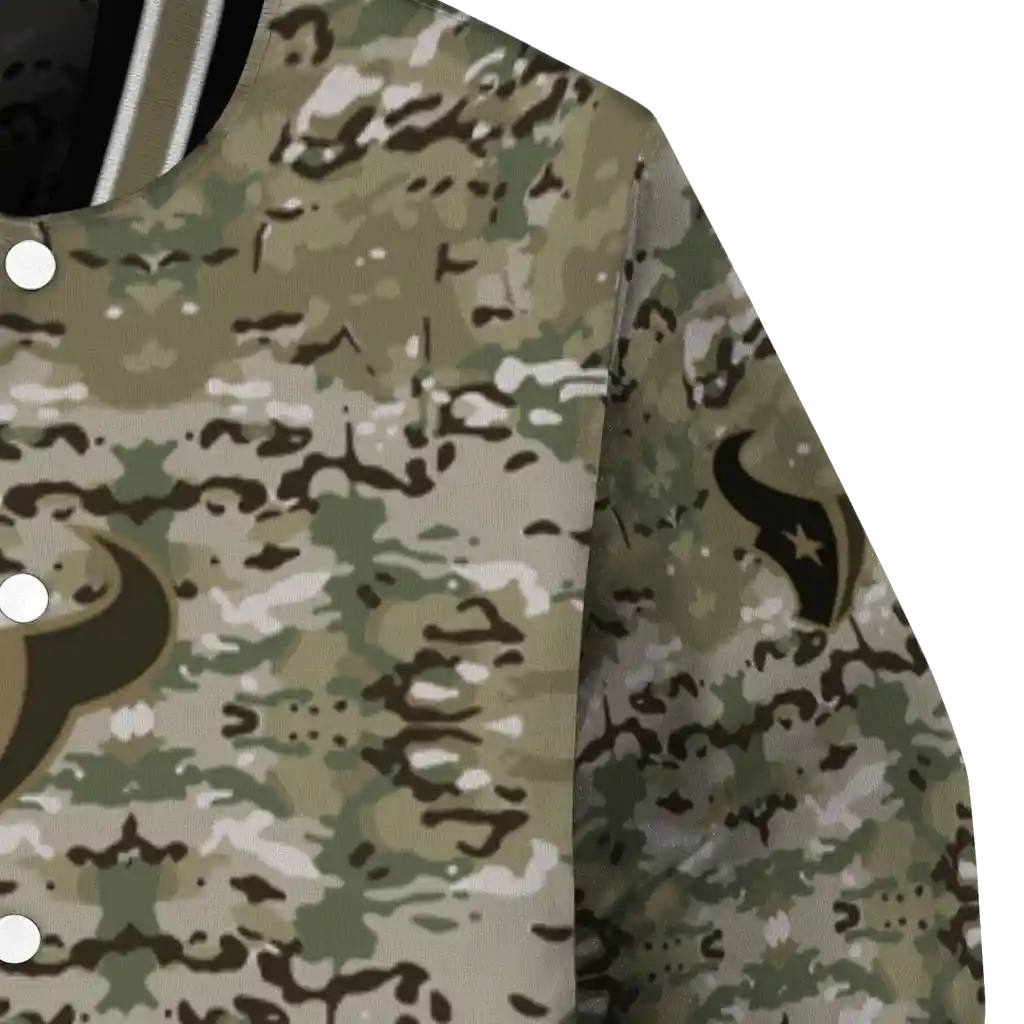 customized houston texans camouflage abstract camouflage varsity jacket premium grade customized houston texans camouflage abstract camouflage varsity jacket premium grade