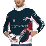 customized houston texans football rush blue white windbreaker jacket best selling