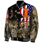 customized illinois fighting illini patriot deer camouflage varsity jacket best selling