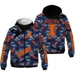 customized illinois fighting illini shark art blue windbreaker jacket best selling