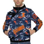 customized illinois fighting illini shark art blue windbreaker jacket best selling