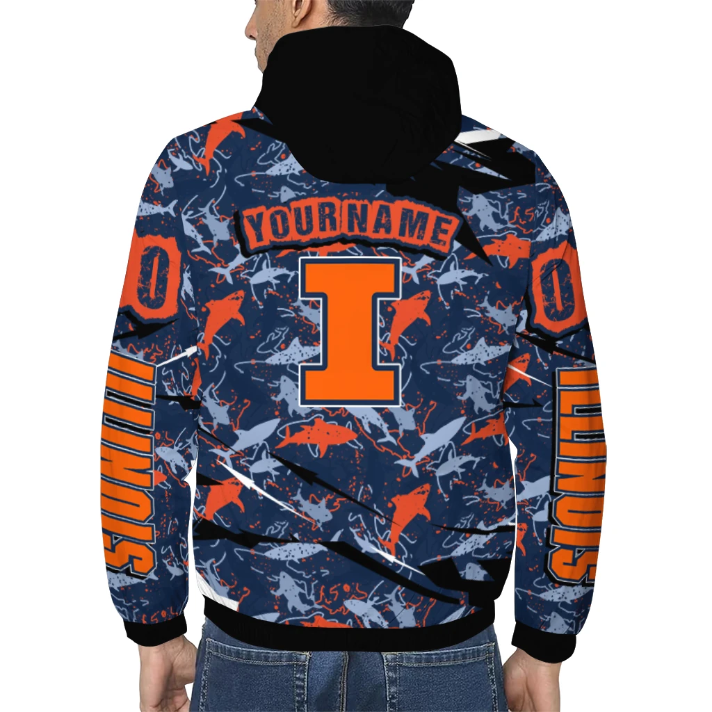customized illinois fighting illini shark art blue windbreaker jacket trendy customized illinois fighting illini shark art blue windbreaker jacket trendy