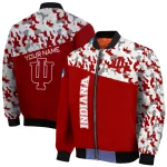 customized indiana hoosiers camouflage splash red bomber jacket best selling