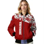 customized indiana hoosiers camouflage splash red bomber jacket best selling