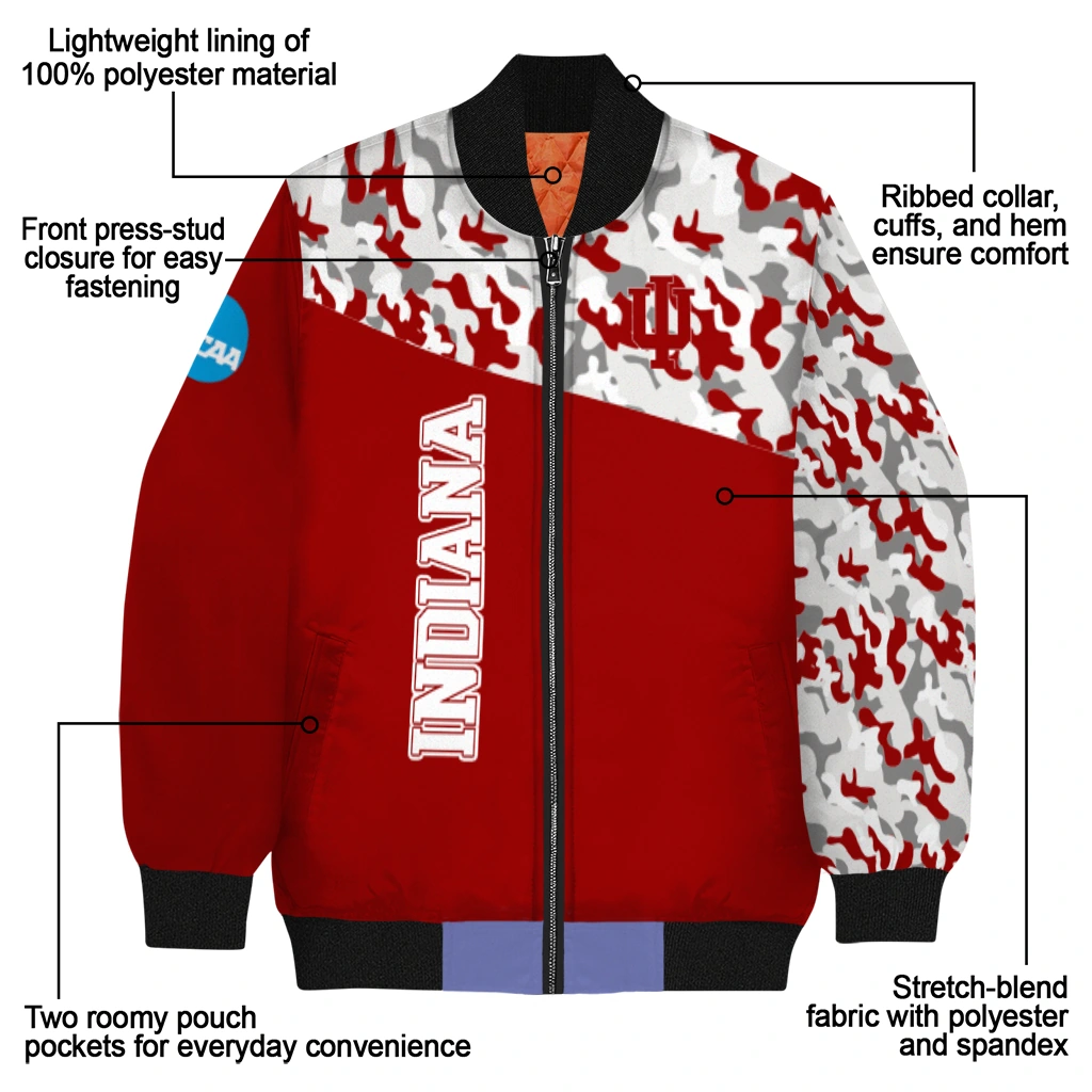 customized indiana hoosiers camouflage splash red bomber jacket new arrival customized indiana hoosiers camouflage splash red bomber jacket new arrival