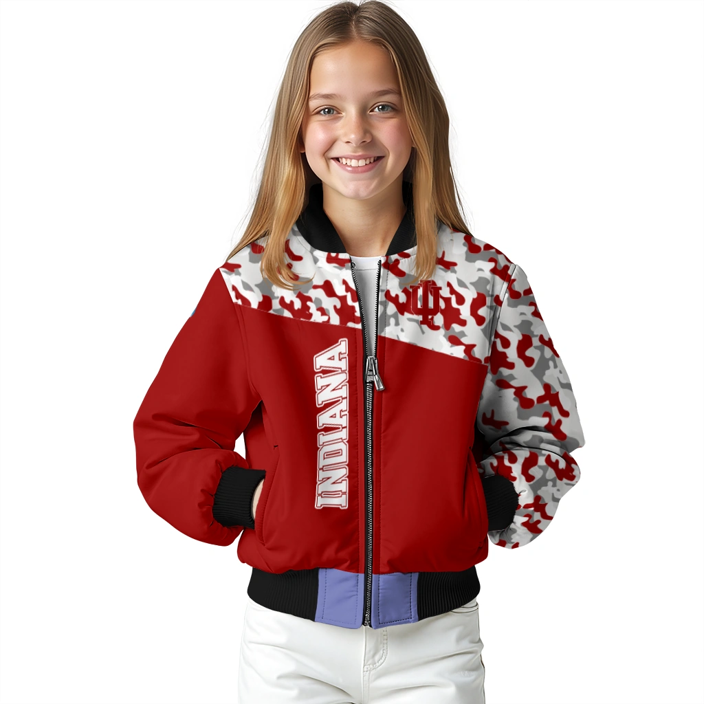 customized indiana hoosiers camouflage splash red bomber jacket top rated customized indiana hoosiers camouflage splash red bomber jacket top rated