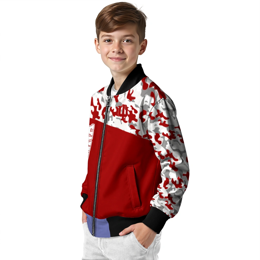 customized indiana hoosiers camouflage splash red bomber jacket trendy customized indiana hoosiers camouflage splash red bomber jacket trendy