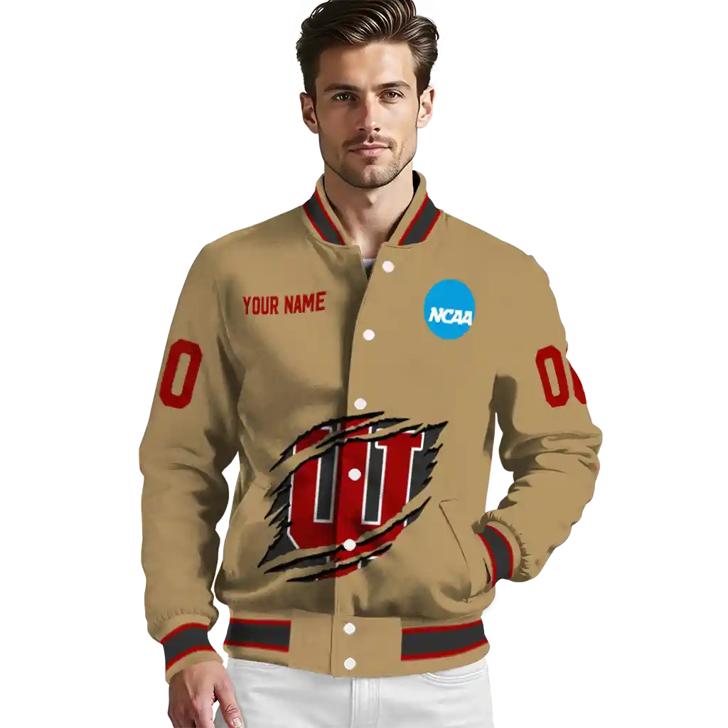 customized indiana hoosiers claw effect beige varsity jacket high quality customized indiana hoosiers claw effect beige varsity jacket high quality