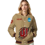 customized indiana hoosiers claw effect beige varsity jacket best selling