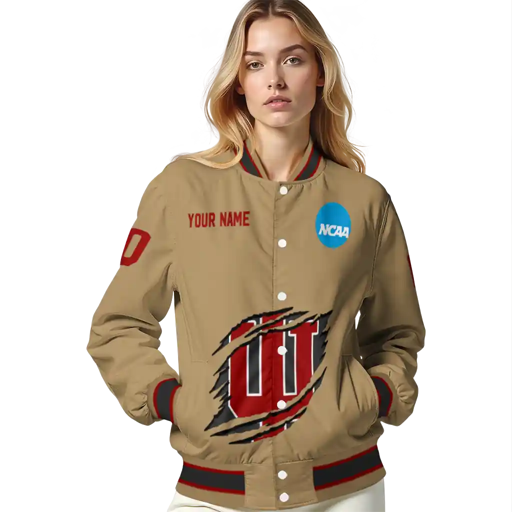 customized indiana hoosiers claw effect beige varsity jacket latest model customized indiana hoosiers claw effect beige varsity jacket latest model