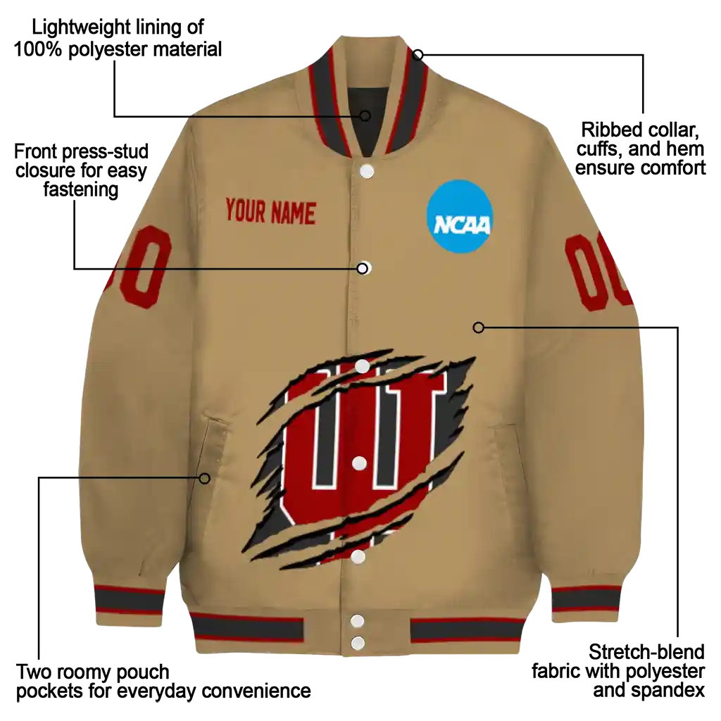 customized indiana hoosiers claw effect beige varsity jacket new arrival customized indiana hoosiers claw effect beige varsity jacket new arrival