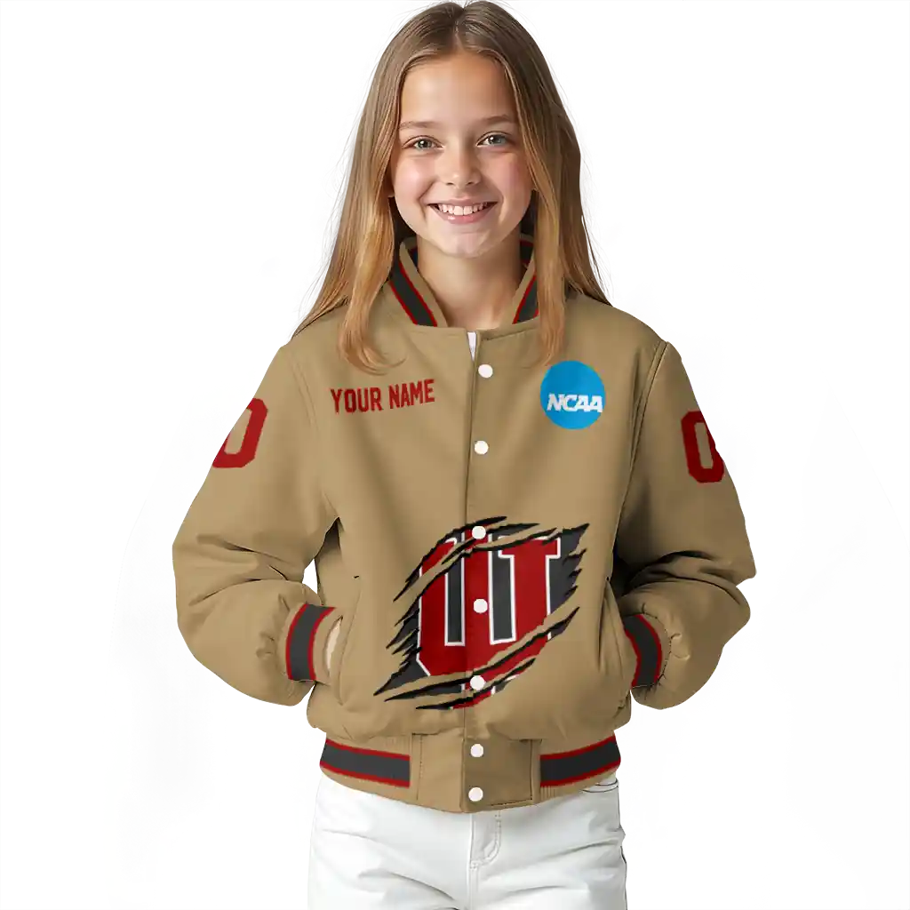 customized indiana hoosiers claw effect beige varsity jacket top rated customized indiana hoosiers claw effect beige varsity jacket top rated