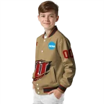 customized indiana hoosiers claw effect beige varsity jacket best selling