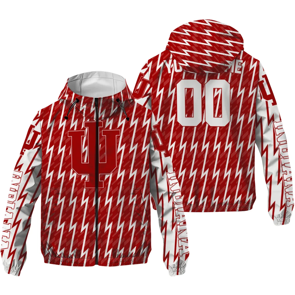 customized indiana hoosiers lightning strike grid red windbreaker jacket high quality customized indiana hoosiers lightning strike grid red windbreaker jacket high quality