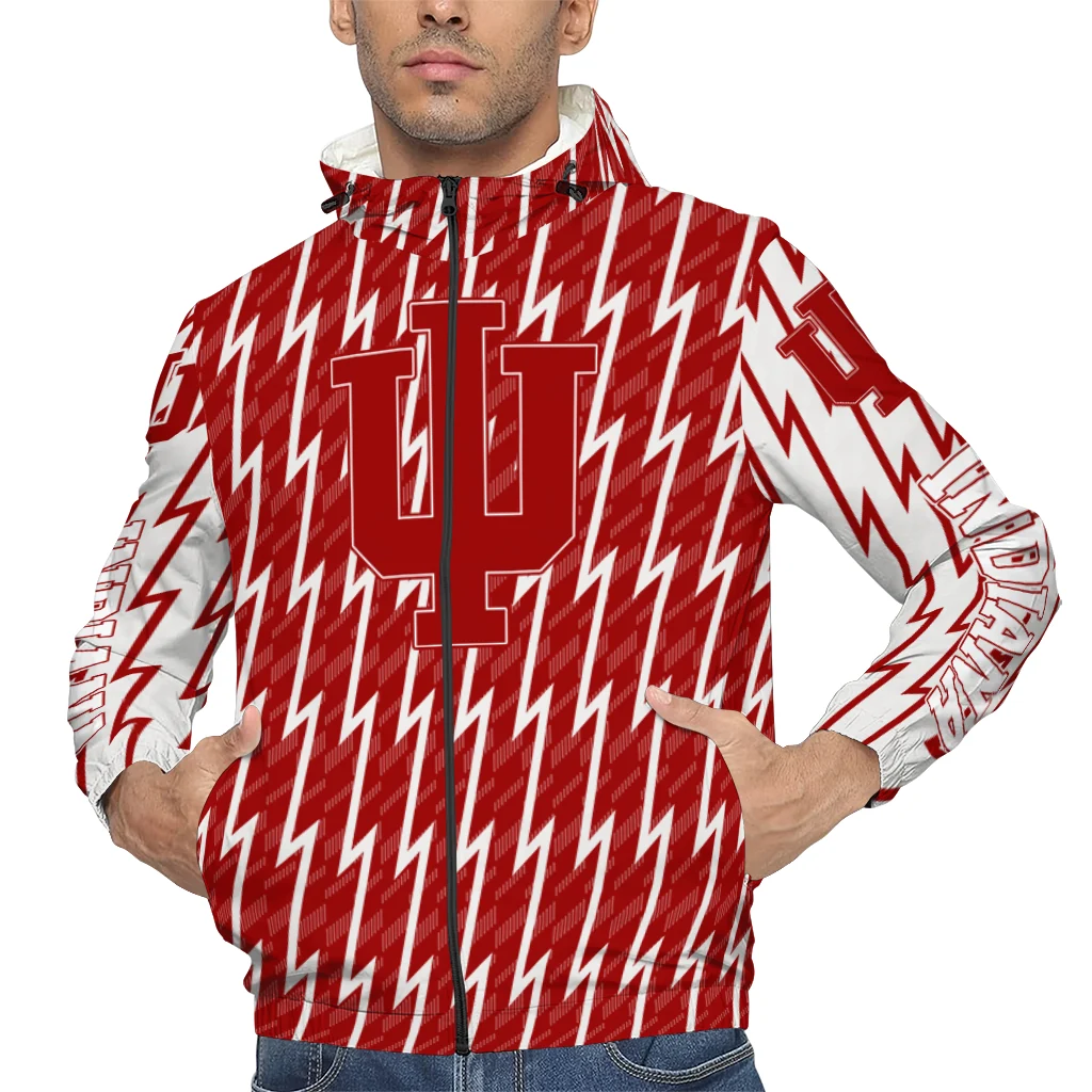 customized indiana hoosiers lightning strike grid red windbreaker jacket top rated customized indiana hoosiers lightning strike grid red windbreaker jacket top rated