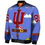 customized indiana hoosiers mario blocks blue black bomber jacket best selling