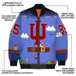 customized indiana hoosiers mario blocks blue black bomber jacket best selling
