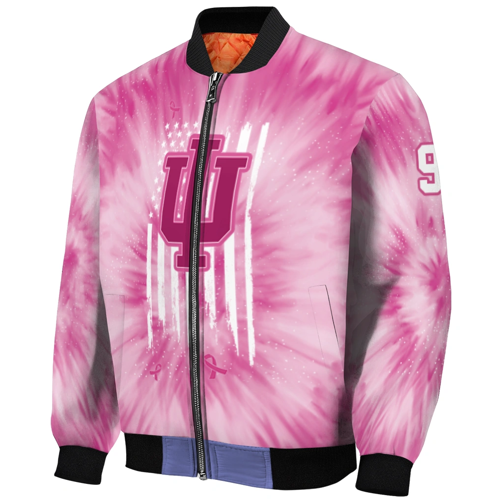 customized indiana hoosiers pink tie dye pink bomber jacket fashion forward customized indiana hoosiers pink tie dye pink bomber jacket fashion forward