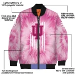 customized indiana hoosiers pink tie dye pink bomber jacket best selling