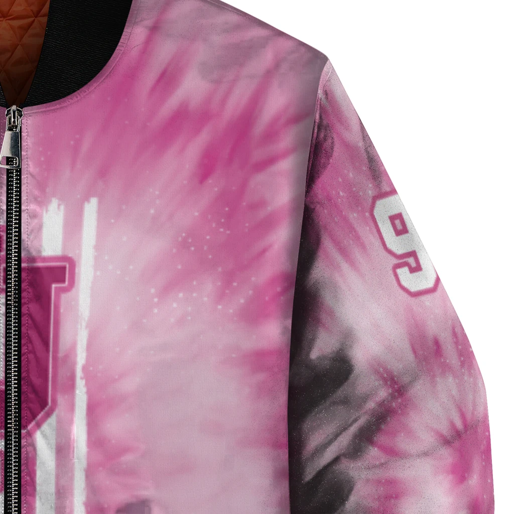 customized indiana hoosiers pink tie dye pink bomber jacket premium grade customized indiana hoosiers pink tie dye pink bomber jacket premium grade